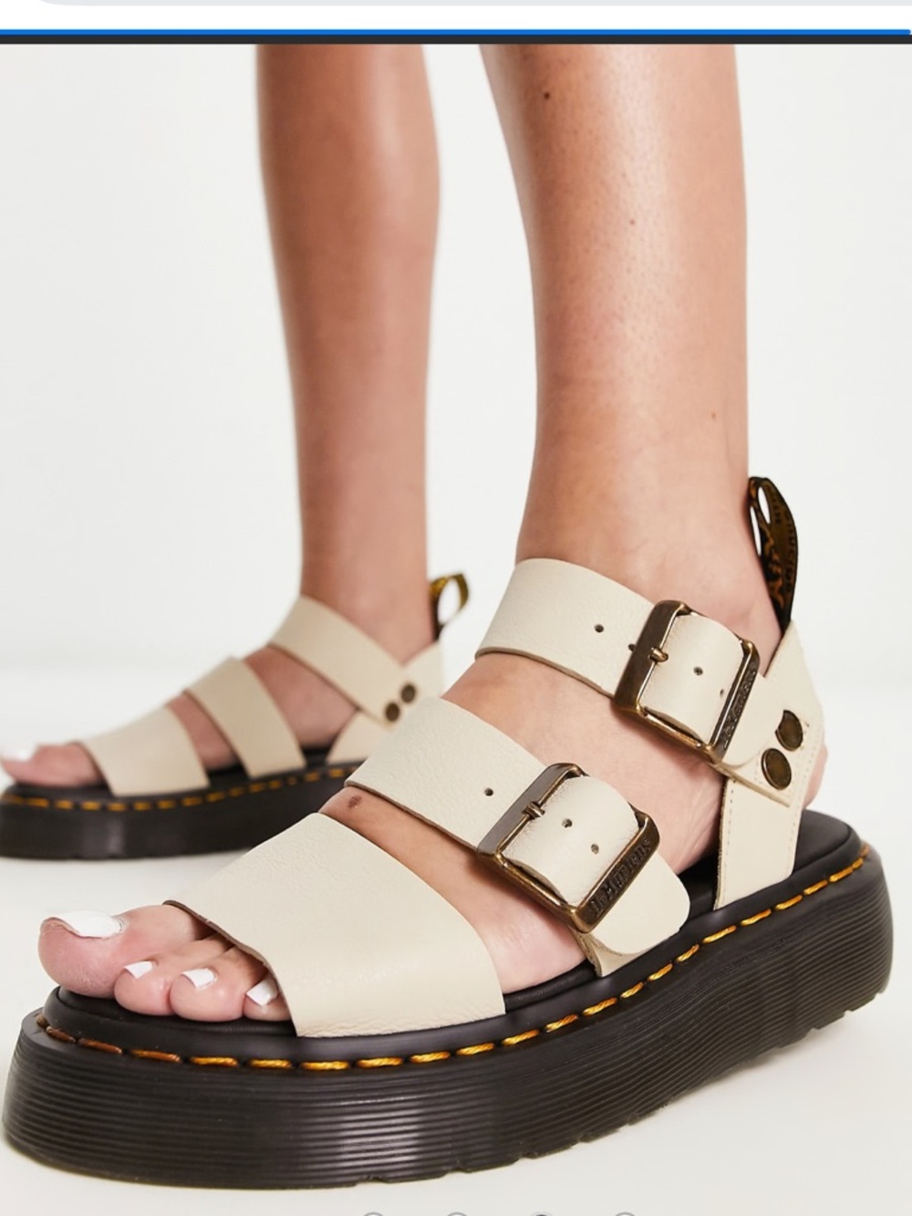Dr Martens Gryphon quad leather sandals in parchment beige - size 7